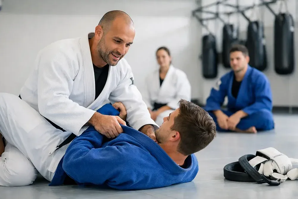 Adult student learning Jiu-Jitsu fundamentals at Vanguard Academy