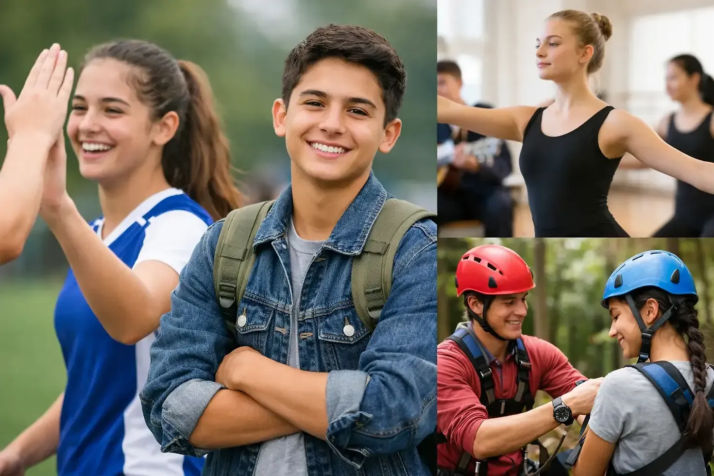 Teen students training together in a supportive martial arts class