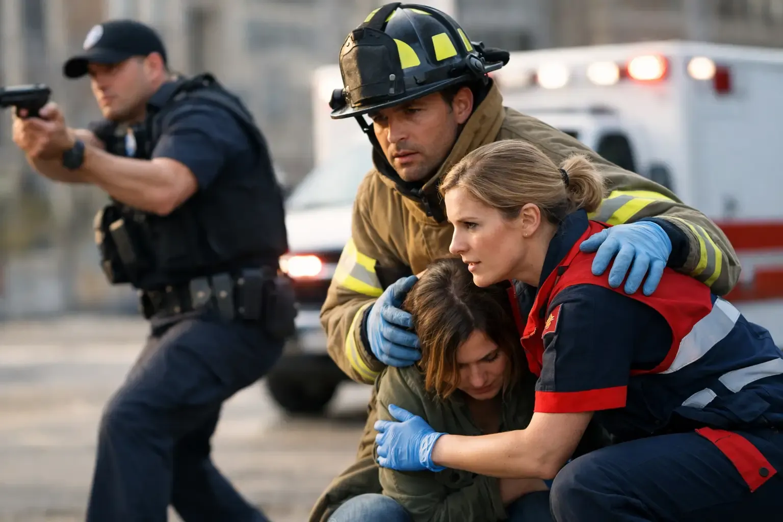 First responder practicing defensive skills in a controlled martial arts training session