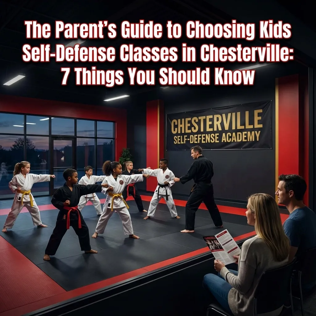 Children practicing self-defense and Jiu-Jitsu at a Chesterville dojo